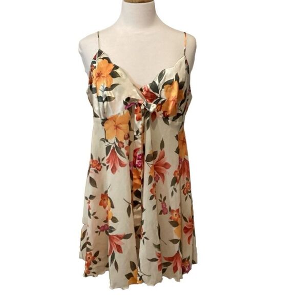 VTG Y2K VICTORIA'S SECRET Babydoll Chemise Slips Dress Sheer Multi Floral Sz L - Picture 3 of 7